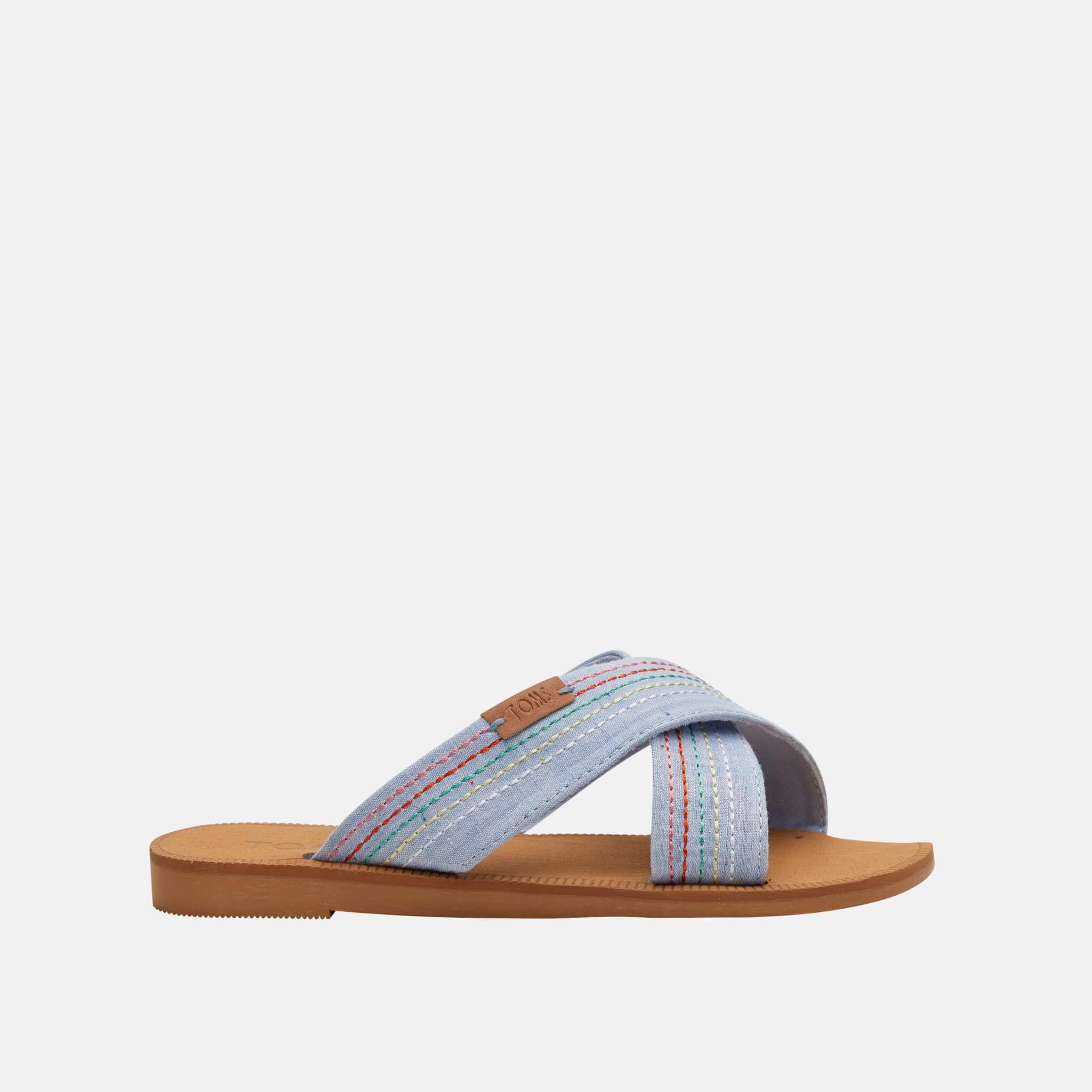 Toms Light Bliss Blue Speckled Chambray/Deco Stitch Viv Sand