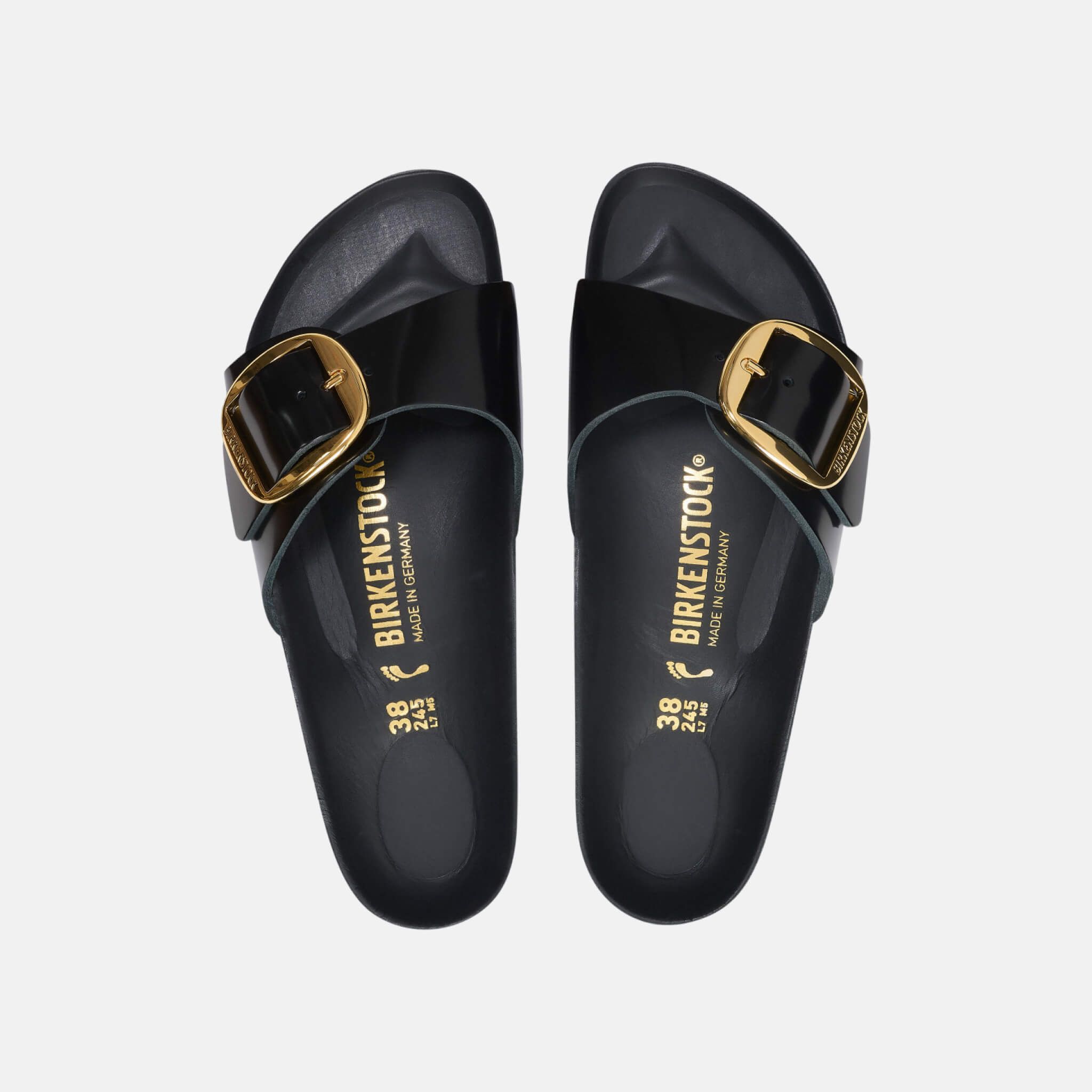 Birkenstock Madrid Big Buckle Natural Leather Patent Narrow