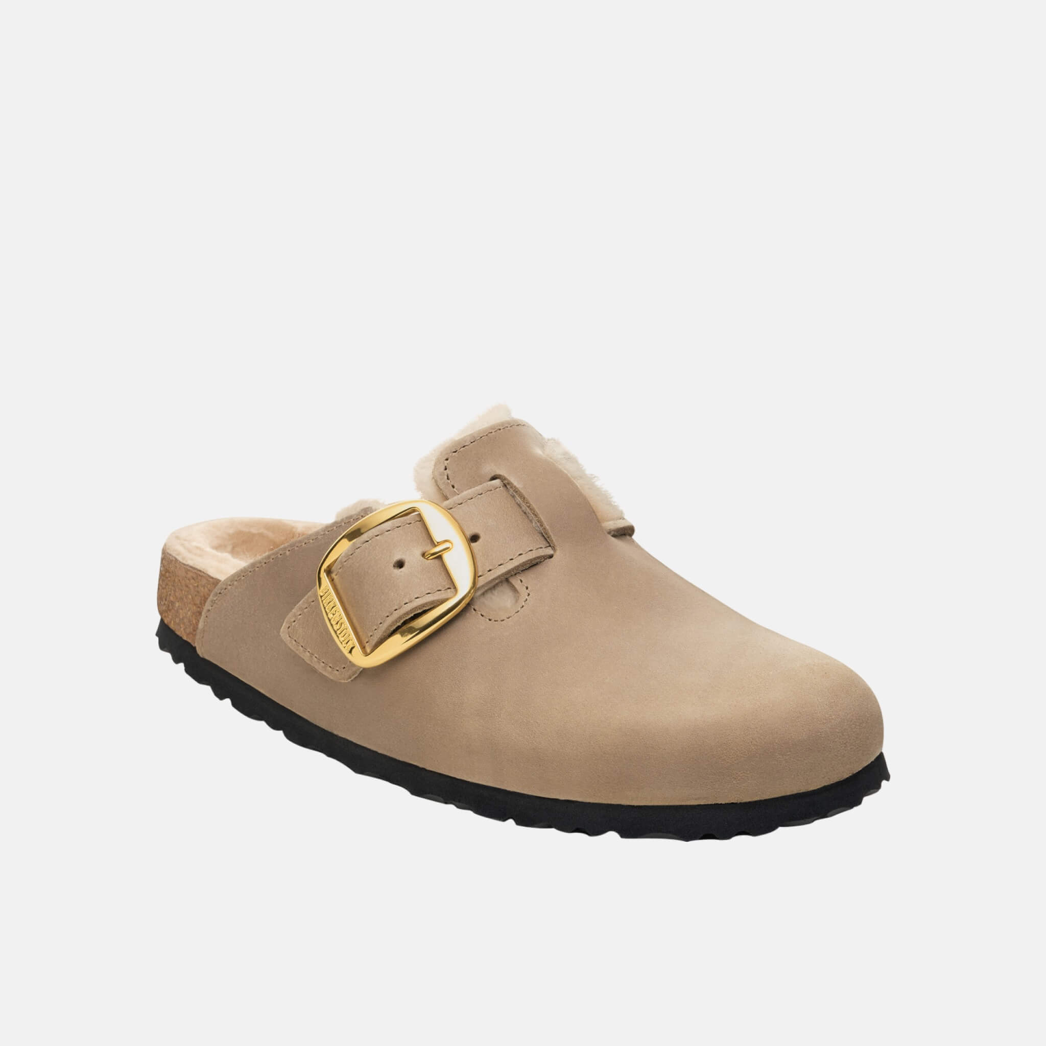 Birkenstock Boston Big Buckle Shearling Natural Oiled Leather Narrow