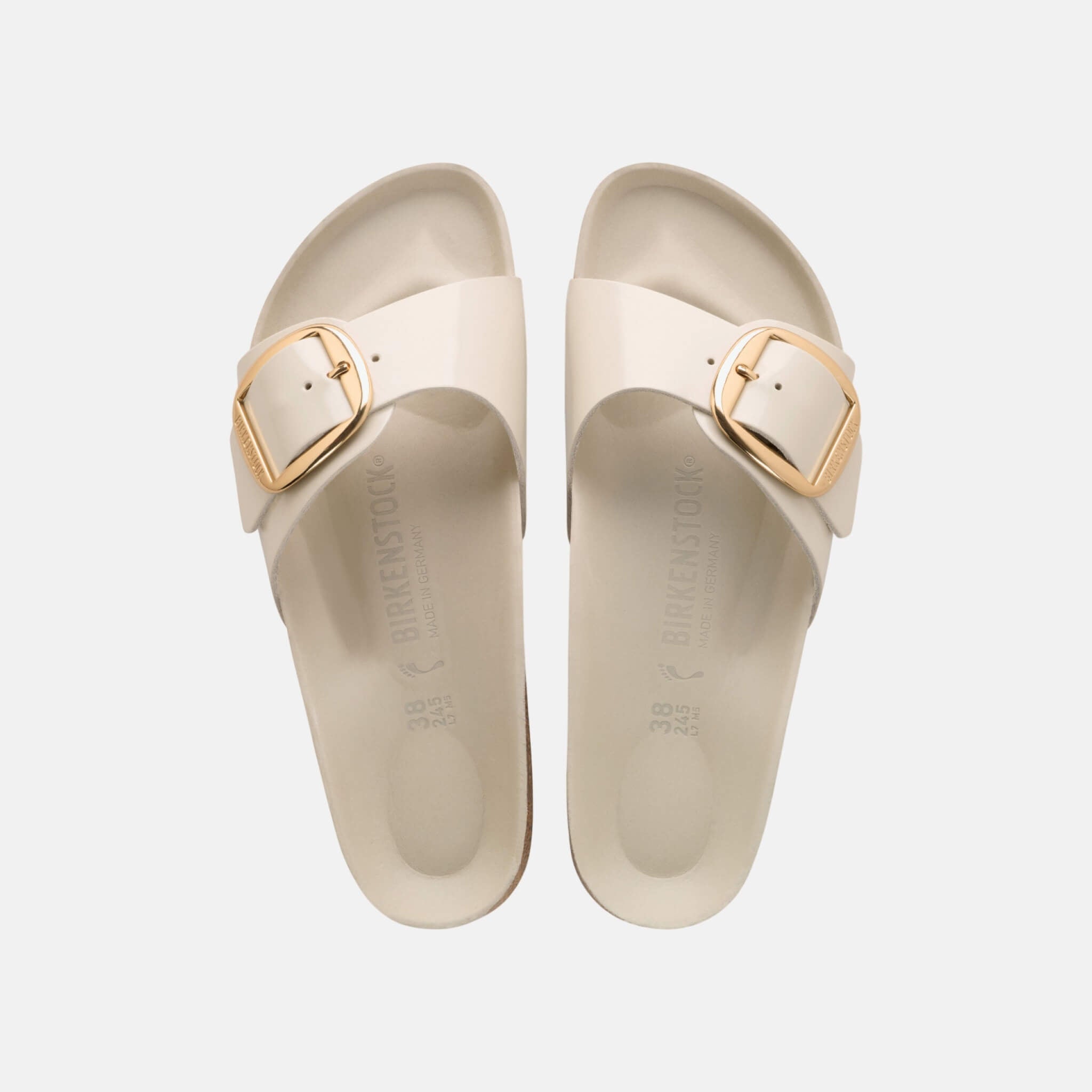 Birkenstock Madrid Big Buckle Natural Leather Patent Regular