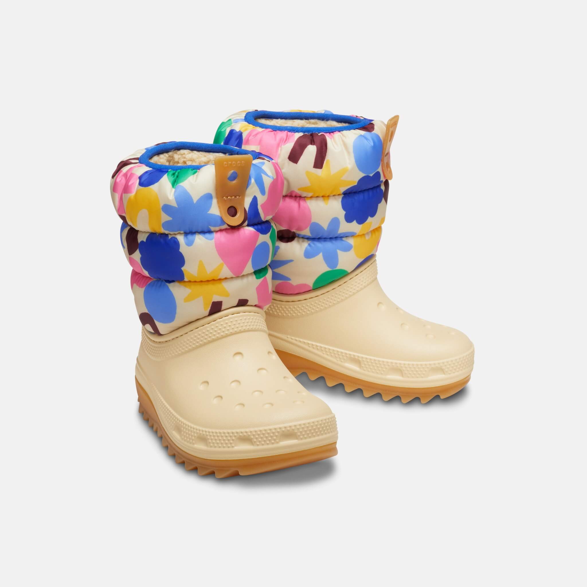 Crocs Kids Classic Neo Puff Geo Shapes Boot Shitake/Multi