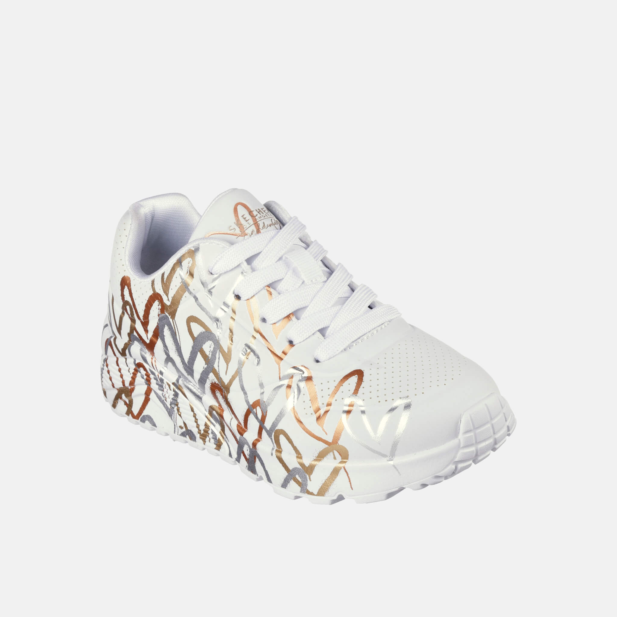 Skechers x JGoldcrown Uno Lite Metallic Love White/Gold