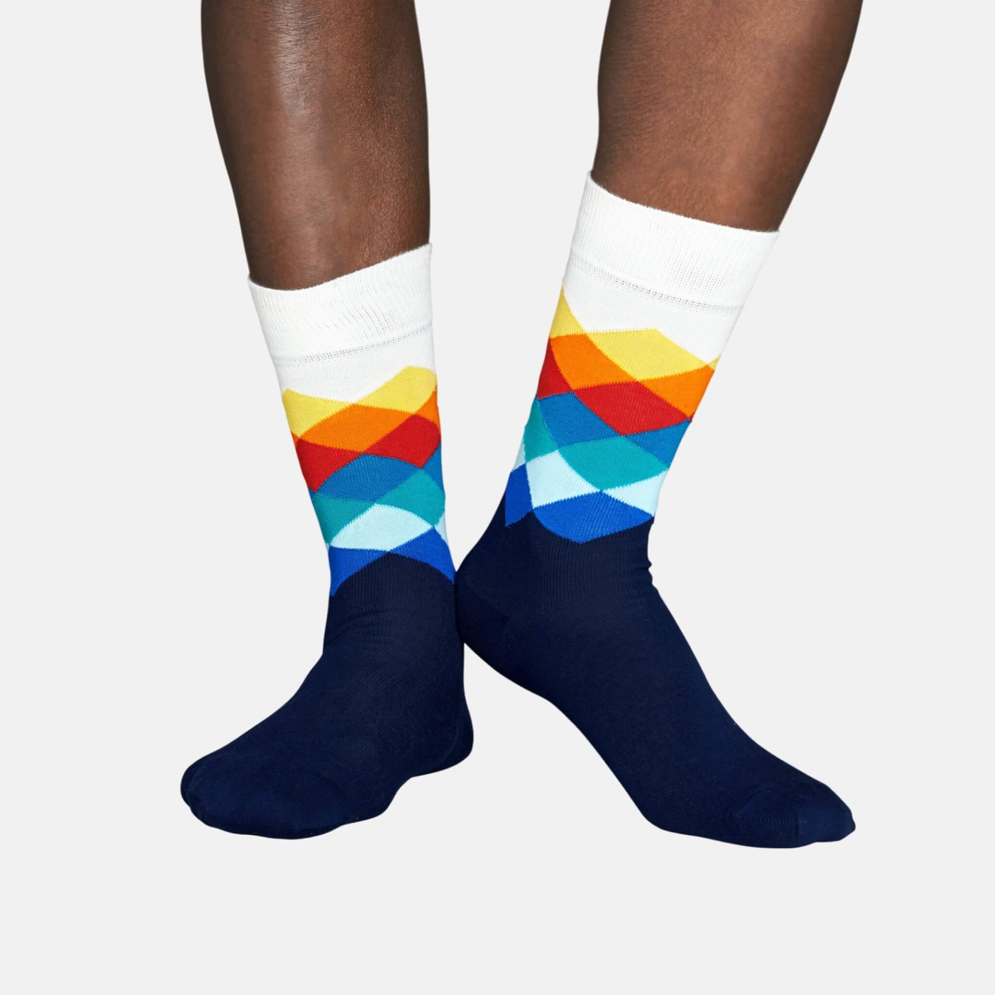 Happy Socks Faded Diamond Blue Sock