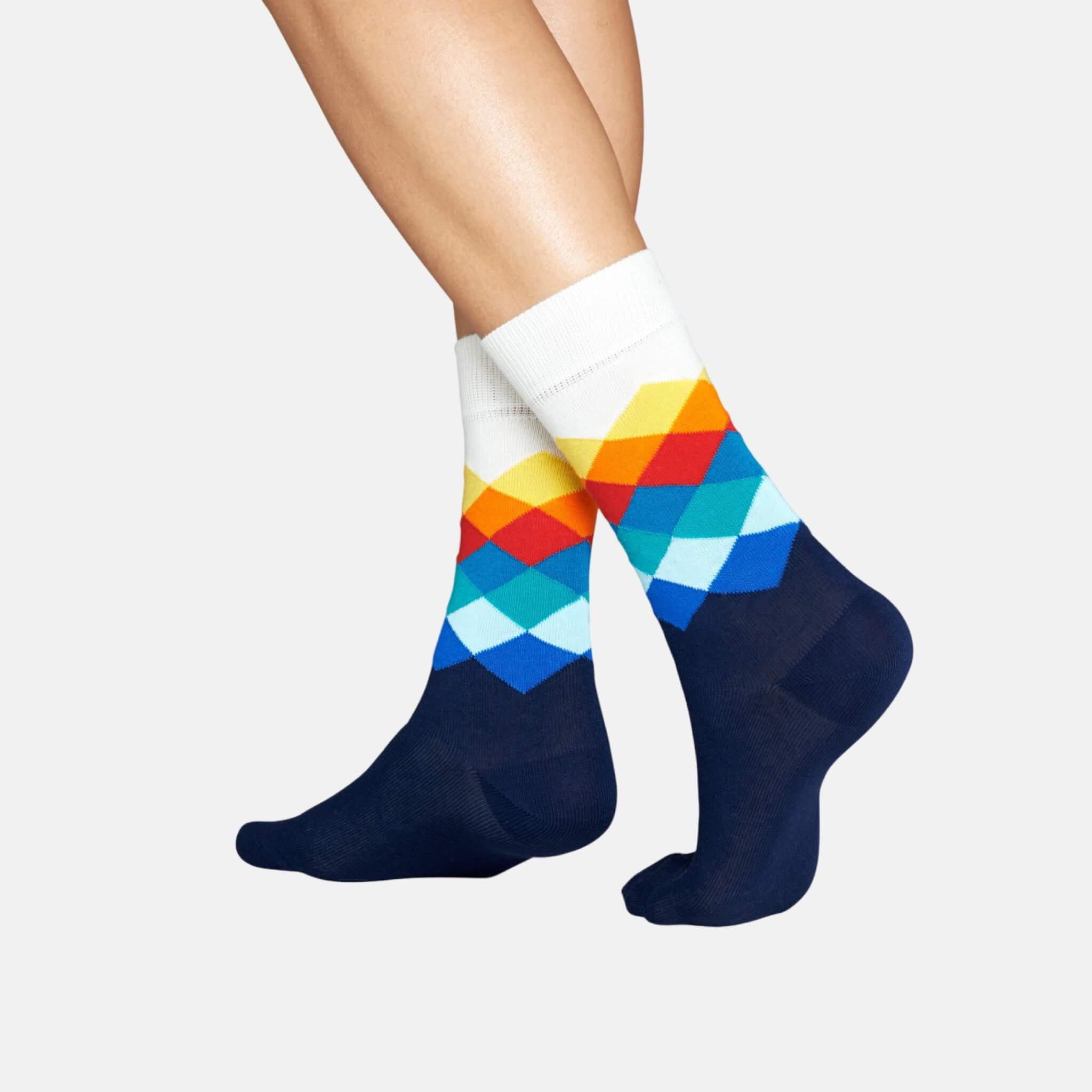 Happy Socks Faded Diamond Blue Sock