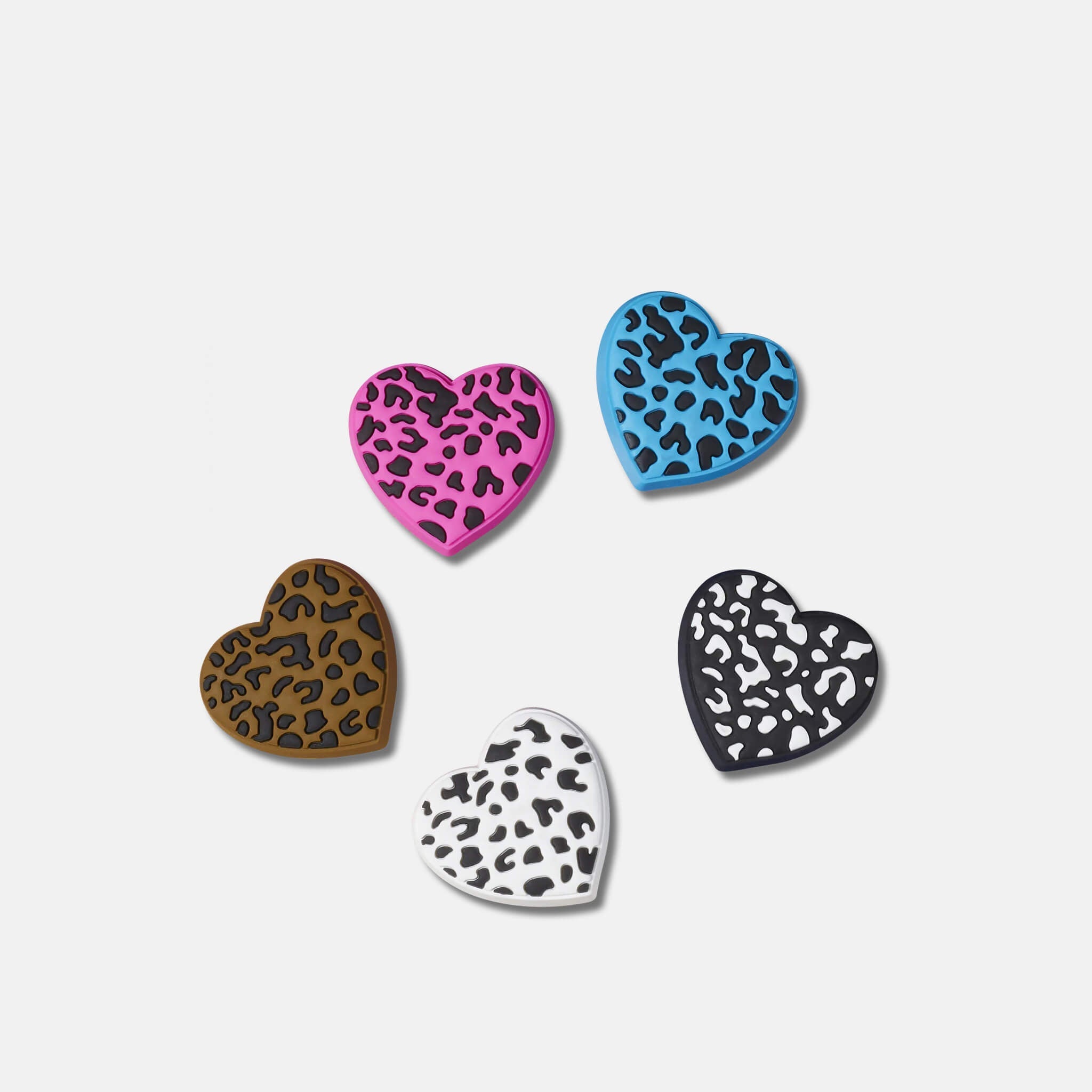 Jibbitz Charms Leopard Animal Print Heart 5-Pack