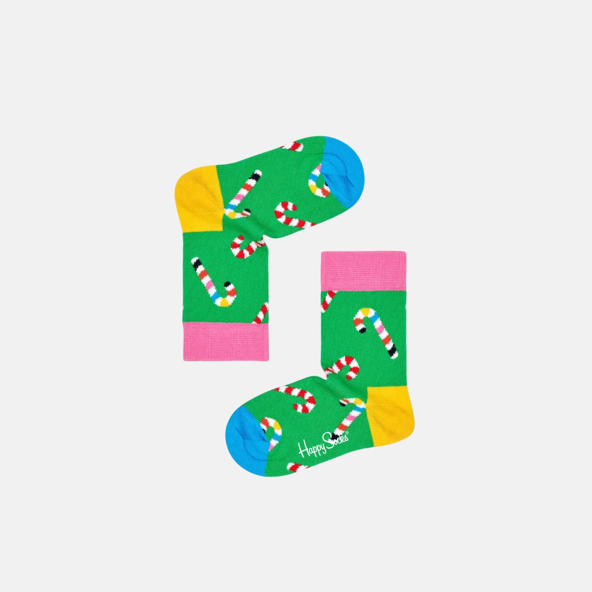 Happy Socks Kids Candy Cane Green Sock